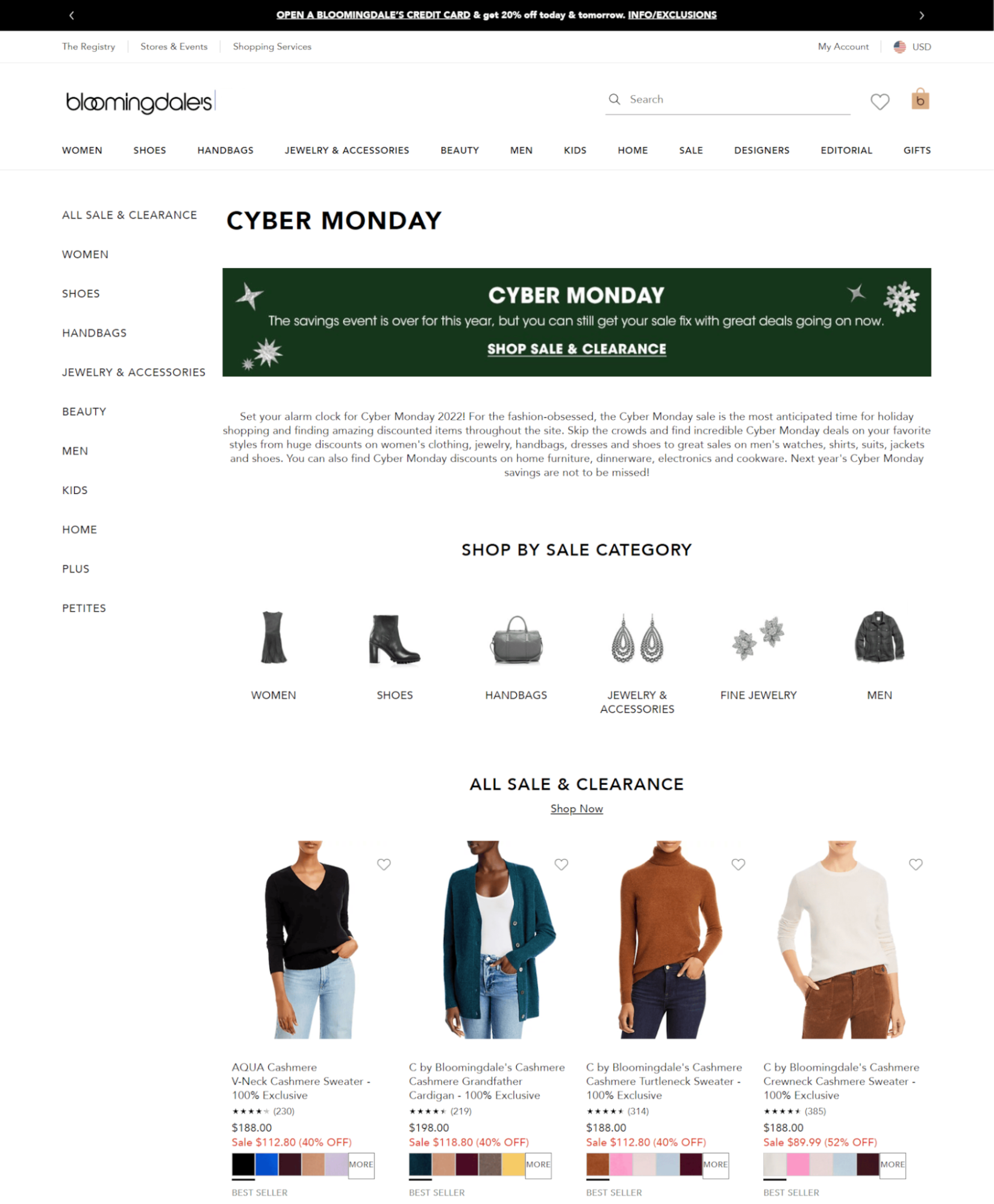 Bloomingdale’s landing page
